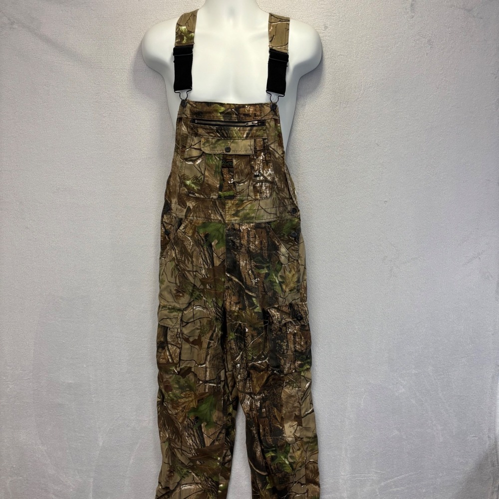 Mens Camo Hunting Bib Overalls Liberty 32 Realtree Cargo Utility Pockets Y2K